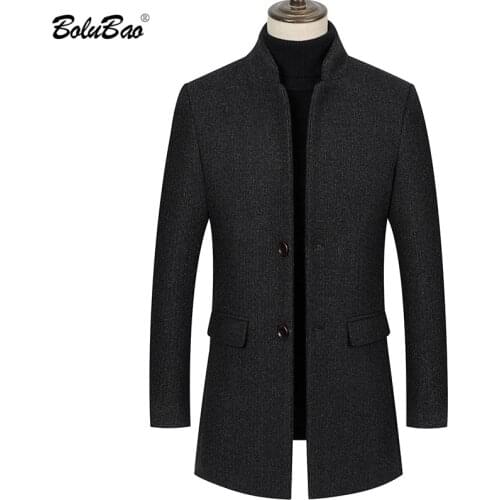 BOLUBAO Winter Men High Quality Wool Blends Coats Brand Mens Fashion Casual Long Section Overcoat Thick Warm Wool Coat