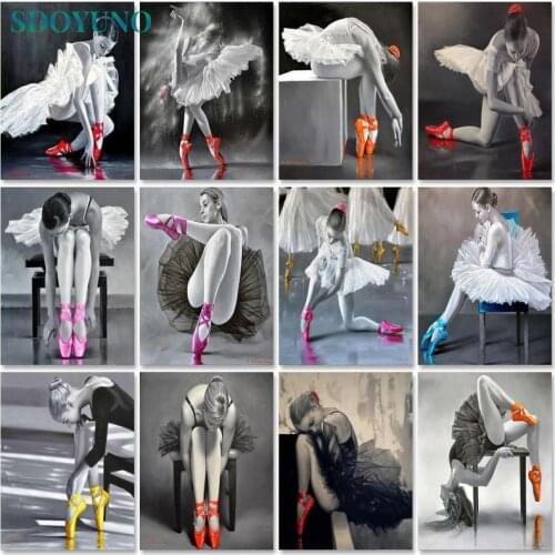 SDOYUNO 40x50cm Paint By Numbers Women DIY Set of Acrylic Paint For Painting By Numbers On Canvas Dancer Figure Home Decor