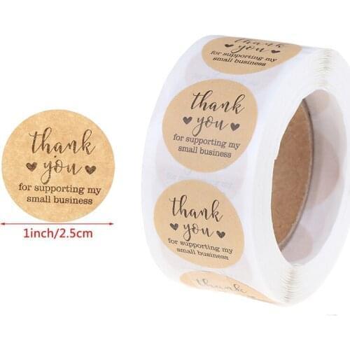 500pcs hand made with For Your Order Sticker Heart Thanks For Shopping Small Shop Local Handmade Sticker Kraft Labels Sticker