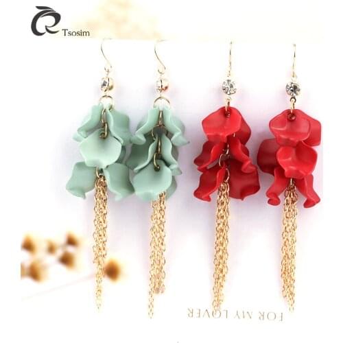 2018 new fashion earrings for woman tassles flower jewelry ear hook gold shiny Plated tassel Earrings party For Women wholesale