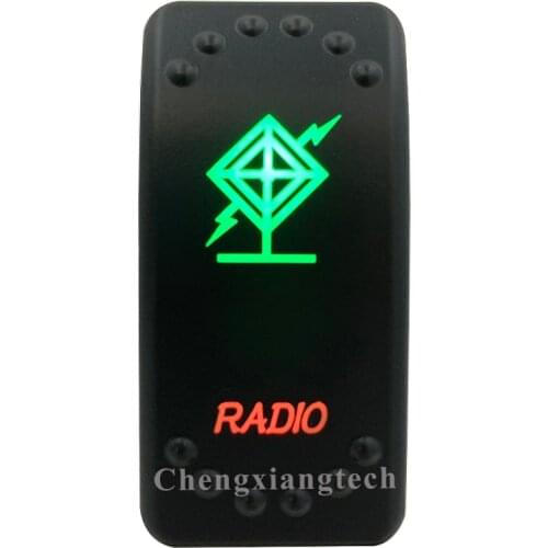 12v 24v, On Off, Up Green & Down Red Led Backlit - Radio - Laser Rocker Switch for Car Boat Truck Bus Push Switch