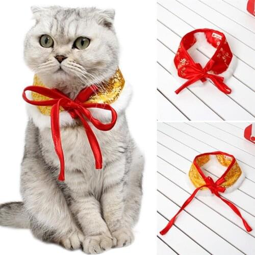 Pet Collar Chinese Style Adjustable Dog Bowtie Pet Scarf For New Year Chinese Spring Festival Pet Supplies Clothing accessories