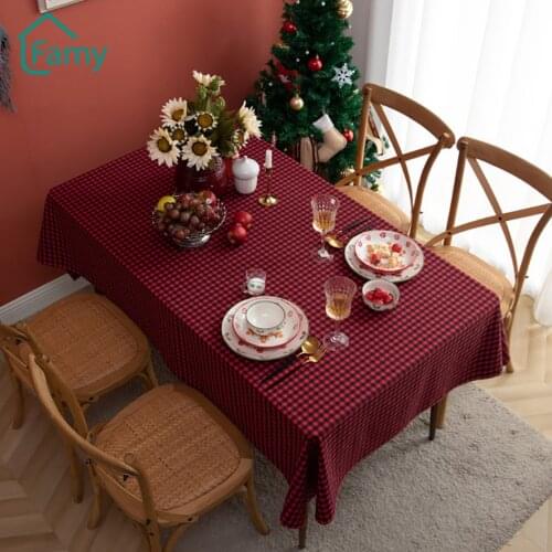 Tablecloth Rectangle Christmas Decorations Dining Table Cloth Indoor Outdoor Table Cover for Buffet Party and Banquets Red