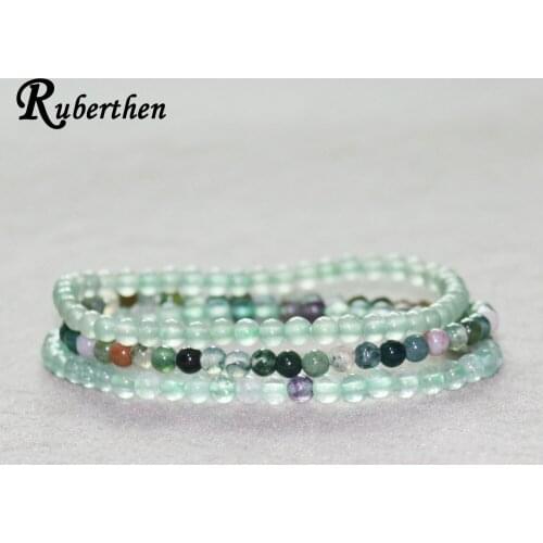Ruberthen Green Aventurine Bracelets Indian Agates Fancy Beads Bracelet Natural Fluorite Mini Gem Stone Bracelet Drop Shipping