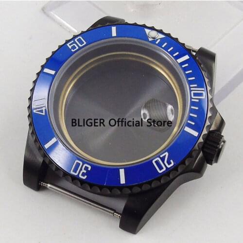 Sapphire Crystal 40mm Blue Ceramic Bezel Stainless Steel Watch Case Fit For ETA 2836 Automatic Movement C1