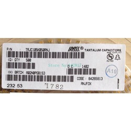 TAJC105K050RNJ CAP TANT 1UF 50V 10% 2312 Tantalum Capacitors Size C 100pcs