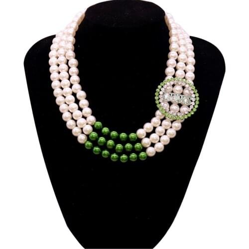 Triangle Park Foundation Greek Club Sorority White Blue Pearl Group White Rose Links Necklaces For Lady White Rose Event Gifts