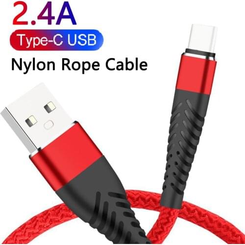 Usb Type C Cable 2.4A Fast Charging Cord 1M/2M/3M Type-C Quick Charging Nylon Braided Data Transfer Cable Wire for Android Phone