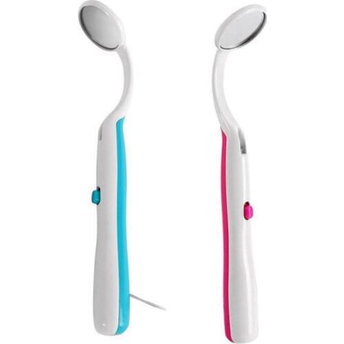 2 Pcs Led Light Teeth Oral Mirror Super Bright Mouth Mirror Illuminated Tooth Care Tool Oral Hygiene Machine Pink & Blue
