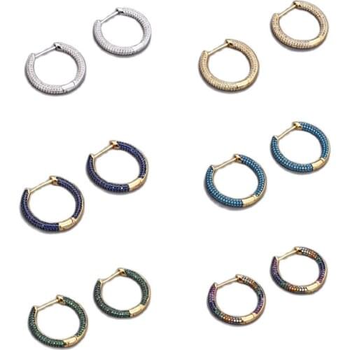 GG Jewelry Multi color Cubic Zirconia pave Round Circle shape Big Hoop Earrings for Women