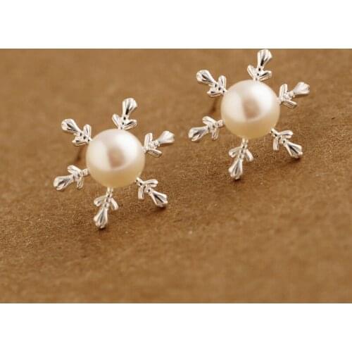 Jewelry pearl stud earring pure sv925 svanti-allergic accessories female sweet elegant