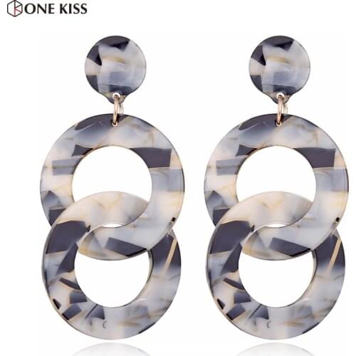 Vintage Round Circular Acrylic Dangle Earring for Women Double Circular Twisted Statement Drop Earring Multicolor Party Jewelry
