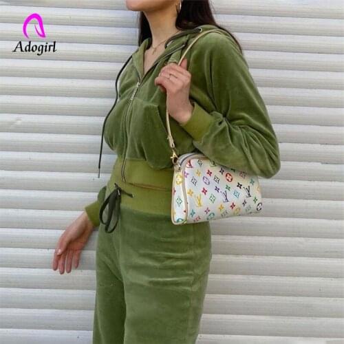 Tracksuit Women 2 Piece Set Velvet Long Sleeve Zipper Fly Coat + High Waist Jogging Pants Matching Set 2021 Autumn Activewear