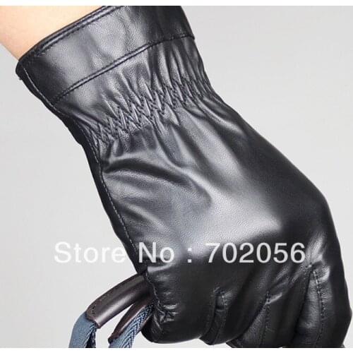 WINTER Mens genuine Leather gloves leather Lambskin GLOVE high quality 12pair/lot #3155