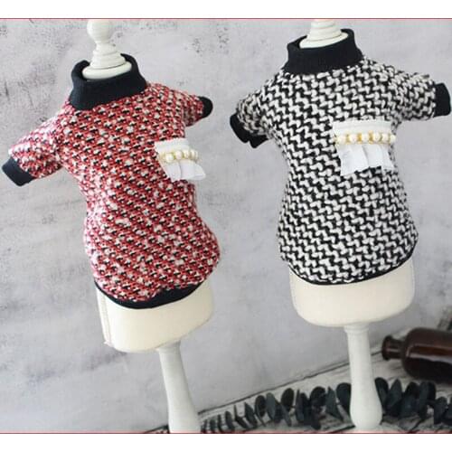 Pet Dog Winter Clothes Warm Jacket Woolen Wool Fabric Puppy Outer Wear Adorn Pearl For Small Dogs Chihuahua French Bulldog Coat