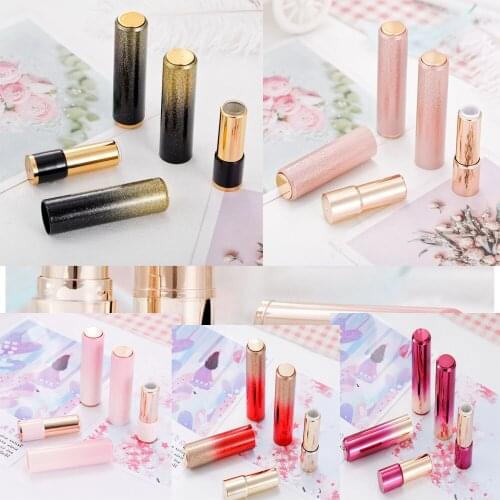 10PCS Wholesale 12.1mm empty lip tubes Round flash point pink red black purple press bouncing lipstick tube lip blam makeup TUBE