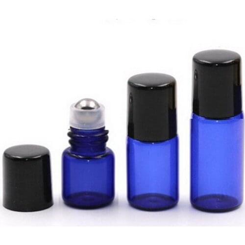 1000pcs Blue 1ml 2ml 3ml empty roll on bottle essential oil bottle mini glass essential oil roller bottle glass bottle