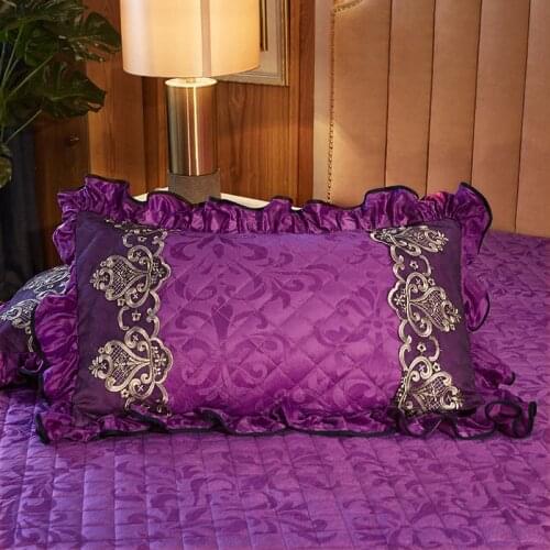2pcs Velvet Quilted Lace Pillow Case Cover Solid Fashion Soft Rectangle Home Decor Pillow Sham Winter Warm 48x74cm