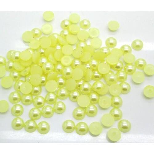 2000Pcs 5mm Yellow Half Roud Pearl Beads FlatBack Scrapbook Craft Cabochon Kawaii DIY Embellishments Accessories