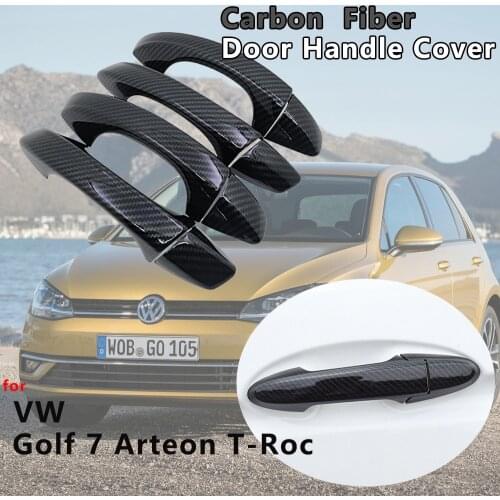 4 PCS Exterior Carbon Fiber Door Handle Cover Catch Trim Car Accessories for VW Volkswagen Golf 7 T-Roc Arteon 2013 2017 2018