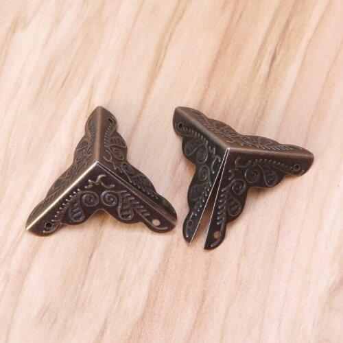 8Pcs 25mm Antique Bronze Furniture Protector Corner Decorative Box Corner Pads Decorative Corner Rattan Decorative Carving