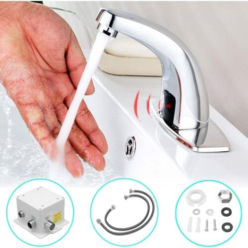 Bathroom Automatic Infrared Sink Hands Touchless Free Faucet Sensor Tap Cold Water Saving Inductive Electric Basin Faucet Mixer