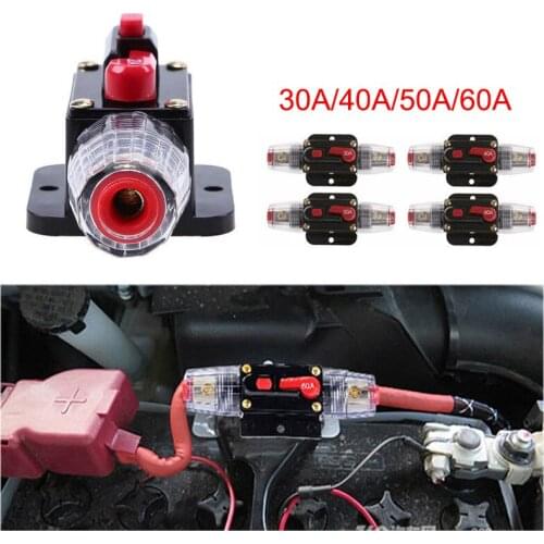 Car Truck Audio Circuit Breaker 30A 40A 50A 60A Self-recovery Fuse Holder Modified Fuse Adapter Automatic Recovery Breaker