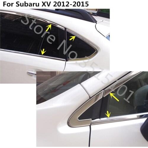 Car Styling Stainless Steel Glass Window Garnish Pillar Middle Column Trim Hoods For Subaru XV 2012 2013 2014 2015 2016