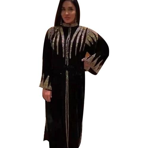 Velvet Angladesh Muslim Hijab Abayas Women Dubai Caftan Robe Plus Size Boubou Woman Jalabiya Turkish Dresses Diamond Gown Islam