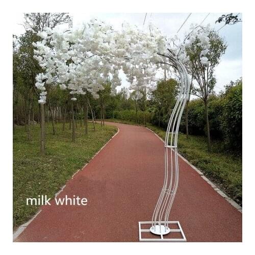 White color Artificial Cherry Blossom Tree road lead Simulation Cherry Flower with Iron Arch Frame For Wedding party Props 2.6M