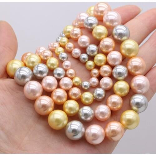 Natural shell bead fritillary round mixed color beaded loose beads for jewelry making DIY necklace bracelet earrings accessory