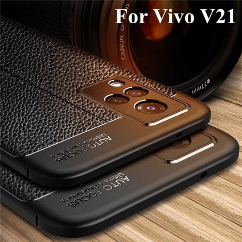 For Vivo V21 Case For Vivo V21 Cover Shockproof TPU Soft Leather Style Phone Coque Fundas Bumper For Vivo V21