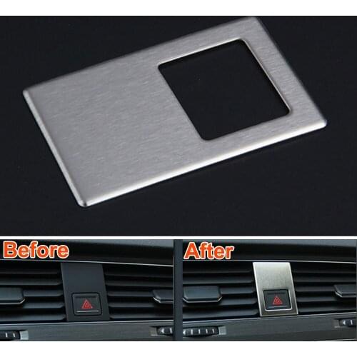 1Pc Stainless Steel Car Interior Double Flash Light Emergency Light Button Frame Cover Trim Fits For VW Golf 7 2014 2015