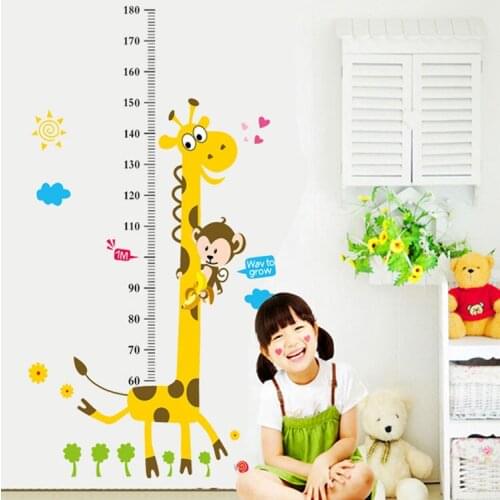 Kids Height Chart Wall Stickers Home Decor Cartoon Giraffe Height Ruler Home Decoration Girl Boy Room Nursery Decals Wall Art