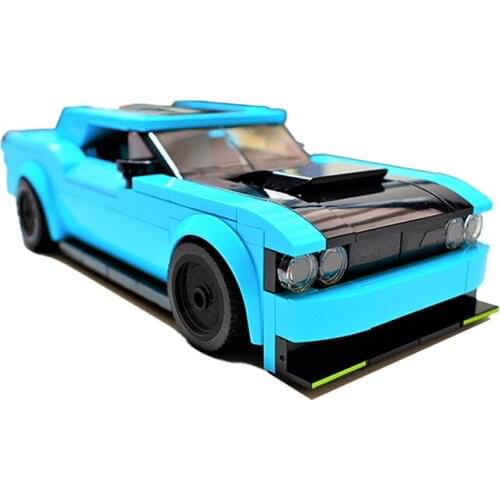 MOC Super Blue Car Model Racing Building Blocks Bricks Creativity Road Speedcar City High-Tech Toys For Kid Boys Birthday Gifts
