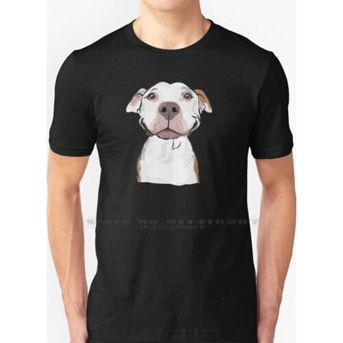 Smiling White Pitbull Terrier T Shirt 100% Pure Cotton Pit Pitt Bul Bull Terrier Dog Happy White Red Nose Animal Pet Cute