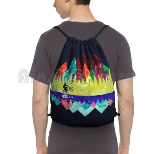 Mtb Trails Backpack Drawstring Bags Gym Bag Waterproof Bike Mtb Ride Mountain Bike Bicycle Cyclist Bmx Rider Biker Sport