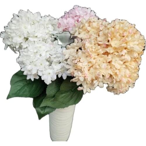5Pcs Fake Snow Hydrangea (5 Stems/Bunch) 17.32" Length Simulation Floral Hydrangeas for Wedding Centerpiece