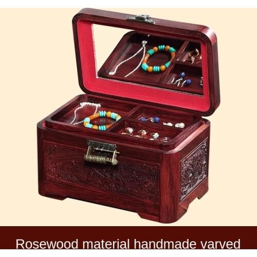 Rosewood Jewelry Box Antique Classical Jewelry Storage Box New Chinese Multi-Functional Exquisite Household Large Capacity