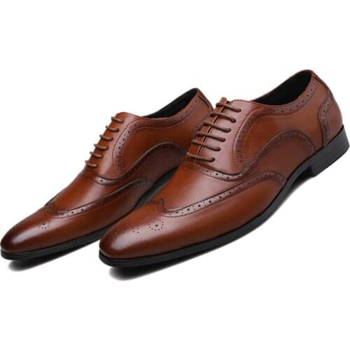Dress Mens Business Shoes Oxford Brogues Italian Leather Shoes Men Classic 38-48 Plus Size Formal Shoes for Men Office Wear
