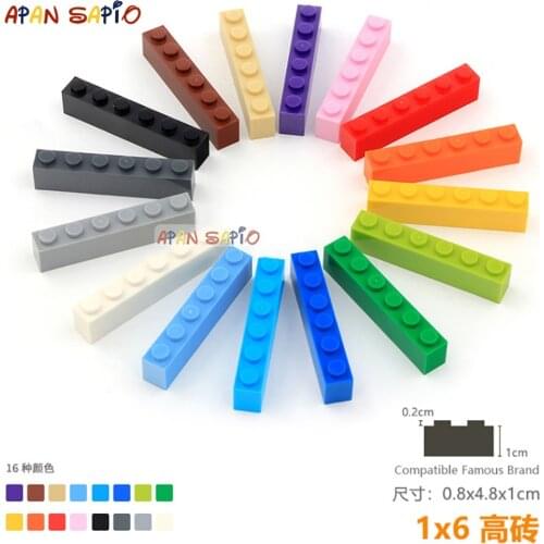 10pcs/lot DIY Blocks Building Bricks Thick 1X6 Educational Assemblage Construction Toys for Children Size Compatible With lego