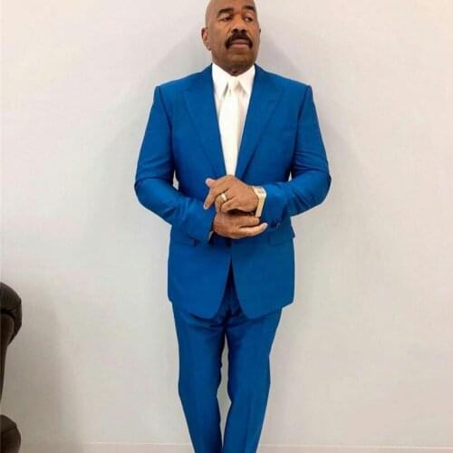 Royal Blue Mens Coat Suits Tailored Plus Size Two Button Formal Business Warm Jacket Blazer 2 Pieces ( Jacket+Pants)