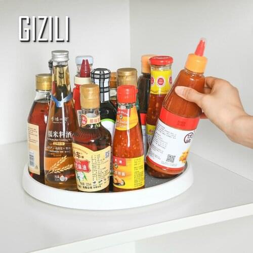 Kitchen Condiment Round Rotating Storage Tray Rack Non-Slip Fruit Spice Food Container Home Cosmetics Organizer bathroom Shelf