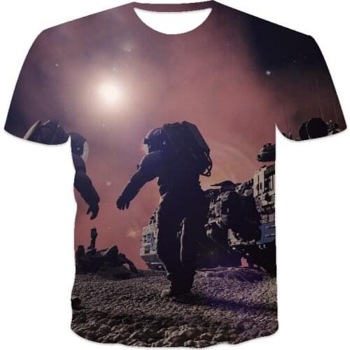 Summer new O-neck mens T-shirts best-selling oversized loose mens T-shirts short sleeve space printing