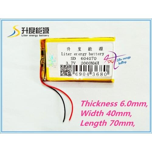 Liter energy battery 3.7V tablet battery 604070 2000MAH MP4 MP5 GPS radio navigator