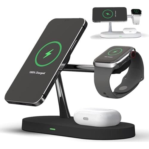 15W 3In1Magsafing Magnetic Wireless Charger Holder Fast Charging Station For iPhone12 Apple Airpods iWatch 6 5 Induction Charge