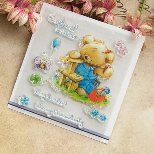 Little Bear Bee Transparent Clear Silicone Stamp Seal DIY Scrapbook Rubber Stencil Embossing Diary Decor Office School Supplies