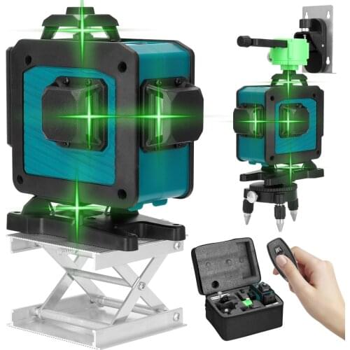 KKmoon Multifunctional 4D 16 Lines Laser Level Tool Vertical Horizontal Lines with Self-leveling Function with Triangle Bracket