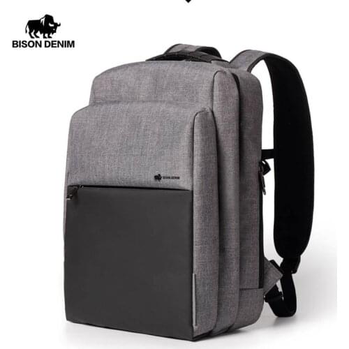 Bison Denim new waterproof Backpack Men 15.6 inch Laptop USB Charging Backpack Large Capacity Male Travel Business Backpack
