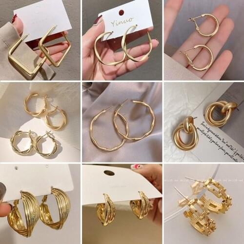 Womens Earrings Set Korean Pearl Hoop Earrings for Women Geometric Gold Circle Earring 2021 Trend Jewelry Gift Accessories